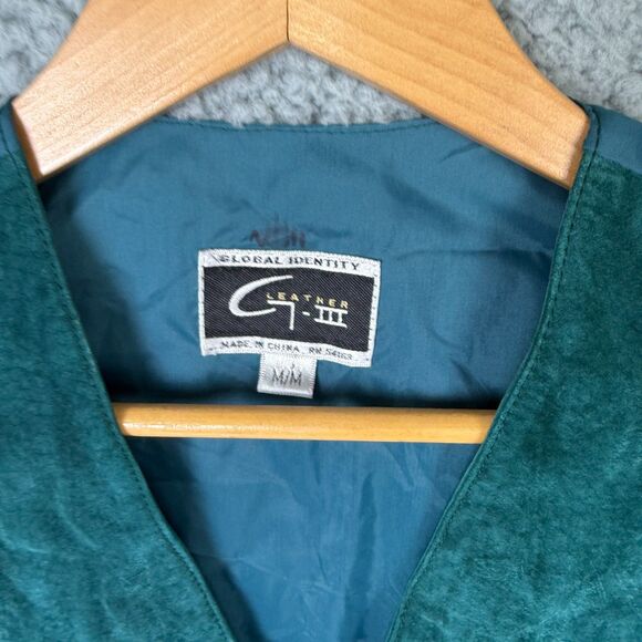 Vintage 90s Suede Patchwork‎ Vest Women M Western Boho Teal Plum Festival - Picture 3 of 5